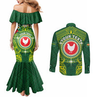 Personalized American Samoa Manua Cession Day Couples Matching Mermaid Dress and Long Sleeve Button Shirt Up Up The Moa