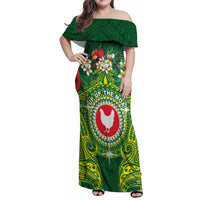 Personalized American Samoa Manua Cession Day Family Matching Off Shoulder Maxi Dress and Hawaiian Shirt Up Up The Moa