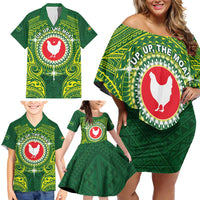 Personalized American Samoa Manua Cession Day Family Matching Off Shoulder Short Dress and Hawaiian Shirt Up Up The Moa