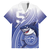 Personalized Samoana High School Family Matching Off Shoulder Short Dress and Hawaiian Shirt Polynesian Tribal Shark