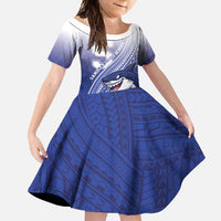 Personalized Samoana High School Family Matching Short Sleeve Bodycon Dress and Hawaiian Shirt Polynesian Tribal Shark