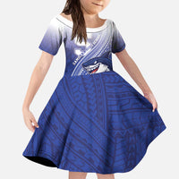 Personalized Samoana High School Kid Short Sleeve Dress Polynesian Tribal Shark