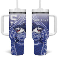 Personalized Samoana High School Tumbler With Handle Polynesian Tribal Shark