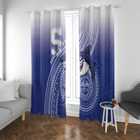 Samoana High School Window Curtain Polynesian Tribal Shark