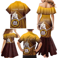 Personalized Tafuna High School Family Matching Mermaid Dress and Hawaiian Shirt Polynesian Warrior