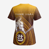 Personalized Tafuna High School Scrub Top Polynesian Warrior - Polynesian Pride