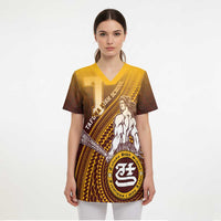 Personalized Tafuna High School Scrub Top Polynesian Warrior - Polynesian Pride