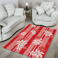 Hawaii Kakau Tribal Area Rug With Red Tiare