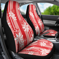 Hawaii Kakau Tribal Car Seat Cover With Red Tiare