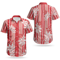 Hawaii Kakau Tribal Couples Matching Mermaid Dress and Hawaiian Shirt With Red Tiare LT05 - Polynesian Pride
