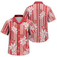 Hawaii Kakau Tribal Family Matching Long Sleeve Bodycon Dress and Hawaiian Shirt With Red Tiare LT05 Son's Shirt Red - Polynesian Pride