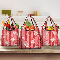 Hawaii Kakau Tribal Grocery Bag With Red Tiare