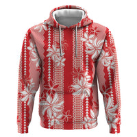 Hawaii Kakau Tribal Hoodie With Red Tiare