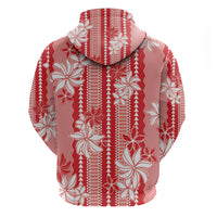 Hawaii Kakau Tribal Hoodie With Red Tiare