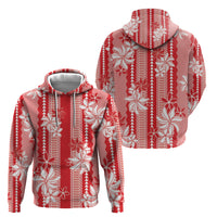 Hawaii Kakau Tribal Hoodie With Red Tiare