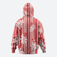 Hawaii Kakau Tribal Hoodie With Red Tiare
