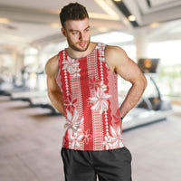 Hawaii Kakau Tribal Men Tank Top With Red Tiare