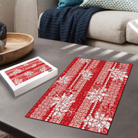 Hawaii Kakau Tribal Puzzle With Red Tiare