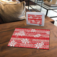 Hawaii Kakau Tribal Puzzle With Red Tiare