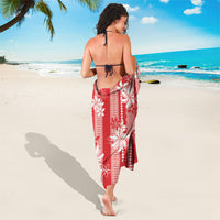 Hawaii Kakau Tribal Sarong With Red Tiare