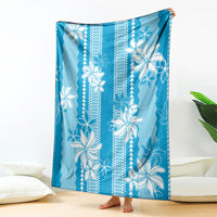 Hawaii Kakau Tribal Blanket With Blue Tiare