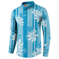 Hawaii Kakau Tribal Button Sweatshirt With Blue Tiare