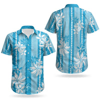 Hawaii Kakau Tribal Couples Matching Tank Maxi Dress and Hawaiian Shirt With Blue Tiare LT05 - Polynesian Pride