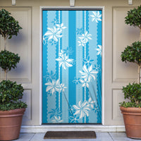 Hawaii Kakau Tribal Door Cover With Blue Tiare