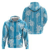 Hawaii Kakau Tribal Hoodie With Blue Tiare