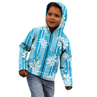 Hawaii Kakau Tribal Kid Hoodie With Blue Tiare