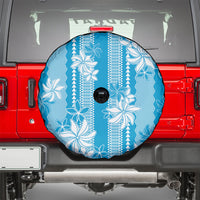Hawaii Kakau Tribal Spare Tire Cover With Blue Tiare