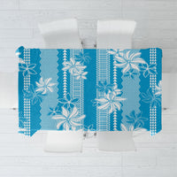 Hawaii Kakau Tribal Tablecloth With Blue Tiare