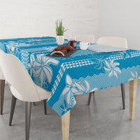 Hawaii Kakau Tribal Tablecloth With Blue Tiare