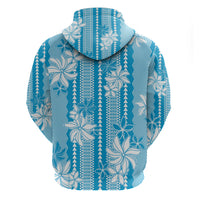 Hawaii Kakau Tribal Zip Hoodie With Blue Tiare