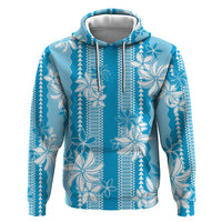 Hawaii Kakau Tribal Zip Hoodie With Blue Tiare