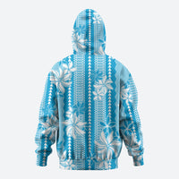 Hawaii Kakau Tribal Zip Hoodie With Blue Tiare