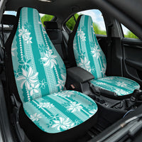 Hawaii Kakau Tribal Car Seat Cover With Teal Tiare