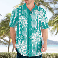 Hawaii Kakau Tribal Hawaiian Shirt With Teal Tiare LT05 - Polynesian Pride