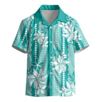 Hawaii Kakau Tribal Kid Hawaiian Shirt With Teal Tiare LT05 - Polynesian Pride