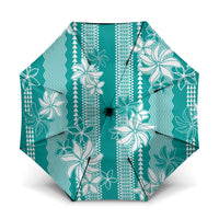 Hawaii Kakau Tribal Umbrella With Teal Tiare