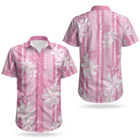 Hawaii Kakau Tribal Couples Matching Tank Maxi Dress and Hawaiian Shirt With Pink Tiare LT05 - Polynesian Pride