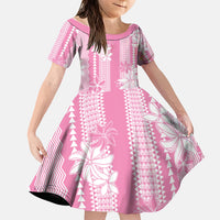 Hawaii Kakau Tribal Family Matching Mermaid Dress and Hawaiian Shirt With Pink Tiare