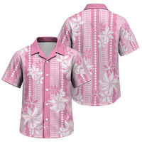 Hawaii Kakau Tribal Family Matching Off Shoulder Short Dress and Hawaiian Shirt With Pink Tiare LT05 Son's Shirt Pink - Polynesian Pride