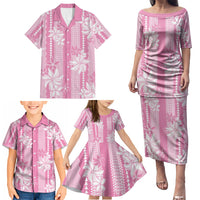 Hawaii Kakau Tribal Family Matching Puletasi and Hawaiian Shirt With Pink Tiare LT05 - Polynesian Pride