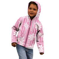 Hawaii Kakau Tribal Kid Hoodie With Pink Tiare