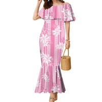 Hawaii Kakau Tribal Mermaid Dress With Pink Tiare LT05 Women Pink - Polynesian Pride