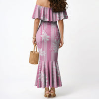Hawaii Kakau Tribal Mermaid Dress With Pink Tiare LT05 - Polynesian Pride
