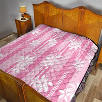 Hawaii Kakau Tribal Quilt With Pink Tiare