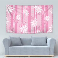 Hawaii Kakau Tribal Tapestry With Pink Tiare