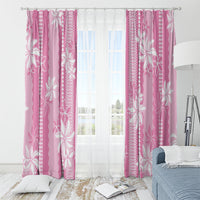 Hawaii Kakau Tribal Window Curtain With Pink Tiare